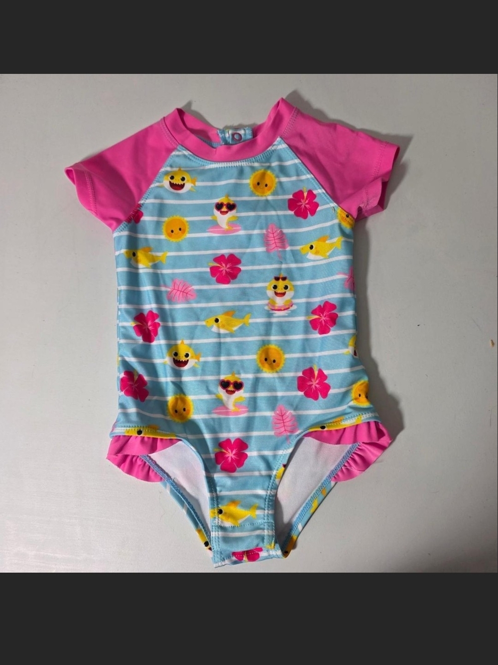 Nickelodeon Pink and Light Blue Baby Shark One-Piece Swimsuit